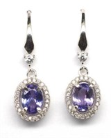 Tanzanite set sterling silver earrings