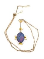 Gold and opal triplet flower pendant on chain