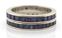 A pair of sapphire and white gold rings