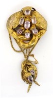 Victorian gold hanging love knot brooch