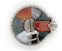 Victorian silver and agate buckle brooch