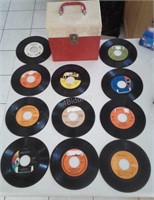 DR-2nd lot of 11 Assorted 45 RPM Records with Case