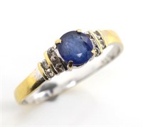 Sapphire and diamond set 18ct gold ring