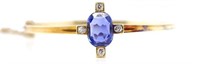 Natural sapphire and diamond set gold bangle
