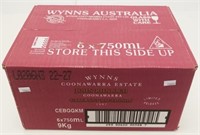 Cased six bottles Wynns 1997 John Riddoch wine