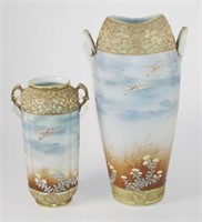 Two vintage Japanese mantle vases