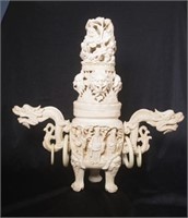 Chinese moulded composite resin dragon form censer
