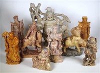 Nine various Chinese carved hardstone figures