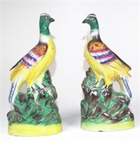Pair vintage Staffordshire bird figures