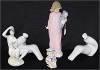 Five various ceramic figures