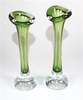 Two Whitefriars single bud glass vases