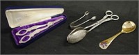 Cased silver plate pair grape scissors