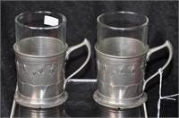 Pair German Kayserzinn pewter mugs