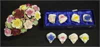 Set of 8 Aynsley floral place markers