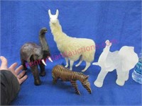 leather elephant figurine -wooden zebra -resin
