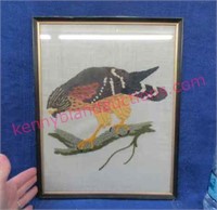 framed needlepoint "bird"