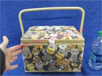 cat & dog sewing box with thread