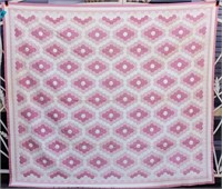 Vintage Pink & Gingham Hand Sewn Quilt
