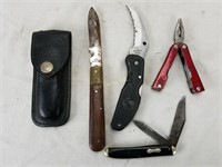 Lot Of Pocket Knives Curved & Multi Tool