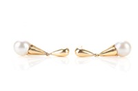 Pair of gold & pearl drop earrings