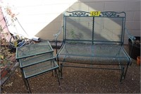 Green Wrought Iron Glide and Matching Nesting