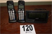 2 Cordless Panasonic Phones, RCA Radio Alarm