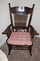 Antique Oak Rocker with Pressed Back with