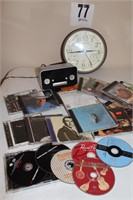 Alarm Clock, Wall Clock and Collection of CDs