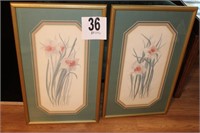 Matted, Framed Floral Prints Signed by Leila