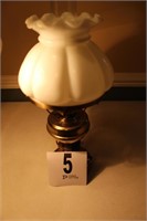 Brass Lamp with Milk Glass Shade