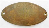 McCormick Deering "Made By IHC" Metal Product Tag