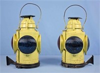 Pair I.C.R.R. Handlan St. Louis Railroad Lanterns