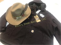 F#3A Cowgirl Hat and Carhartt jacket