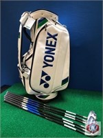 Clubs + bag. Yonex Ezone Elite irons + Pro bag.