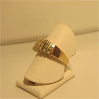 10K Yellow Gold 3 Row Diamond Ring