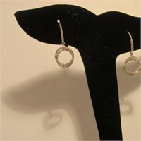 14K White Gold Diamond Dangle Earrings