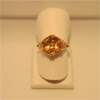 14K Yellow Gold Filigree Ring w/ Topaz