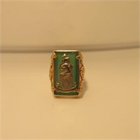 14K Yellow Gold Ring w/ Green Onyx