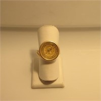 Gold Coin Ring in 14K Bezel