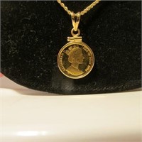 Gold Coin Necklace in 14K Bezel