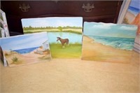 3 PCS BEACH ART & HORSE ART