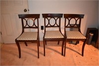 MAHAGONY UPHOLSTERED CHAIRS (4) AS IS