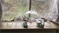 Window sill lot, 5 pieces of glass  &2 duck