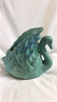 Van Briggle pottery turquoise glaze swan planter,