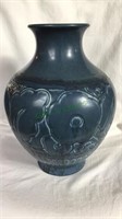 Rockwood pottery large blue glaze vase, marked