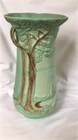 Large tree form Weller pottery vase , mat green