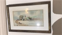 Small antique original water color painting, On