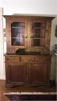 Walnut antique China cabinet, two pieces, the top