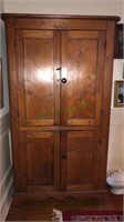 Primitive soft wood linen press, two doors over