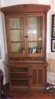 Victorian Eastlake bookcase with two glass doors